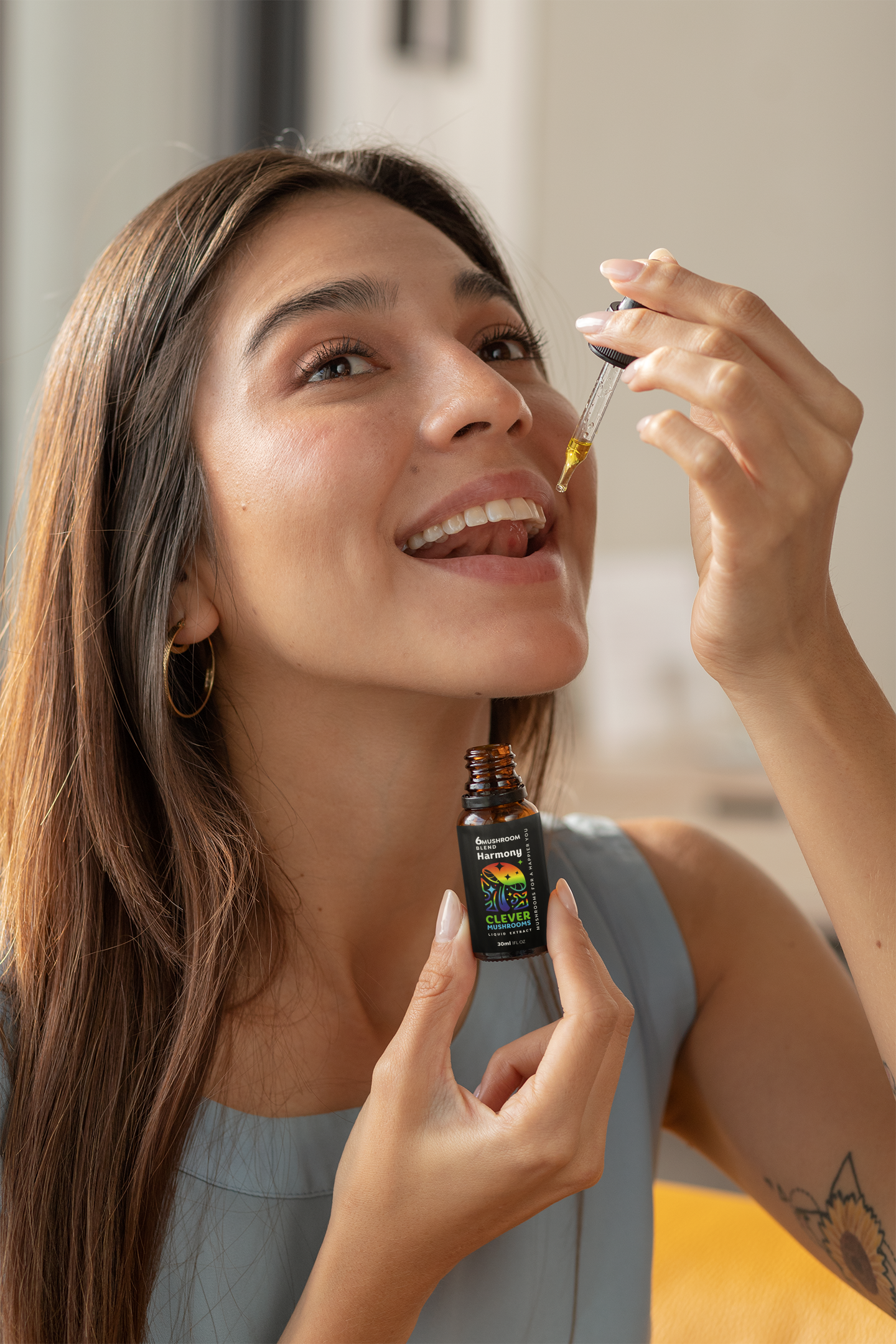 Clever Mushrooms 6-Blend Mushroom Extract 30ml Dropper Bottle - Comprehensive Immune and Cognitive Support